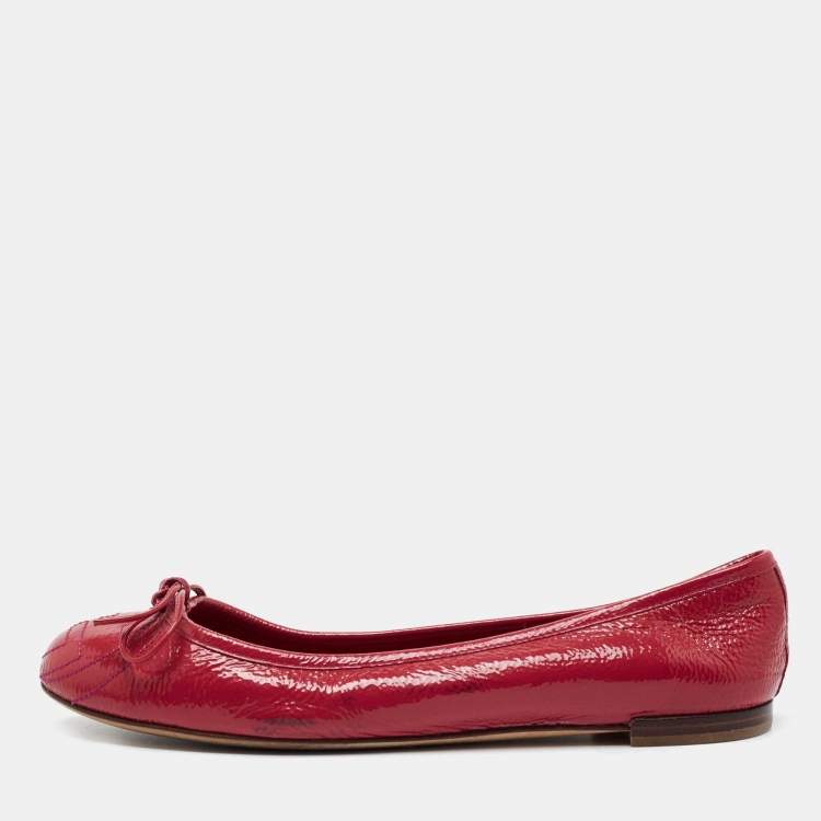 Pre Owned Gucci Pink Patent Leather Ballet Flats Size 37