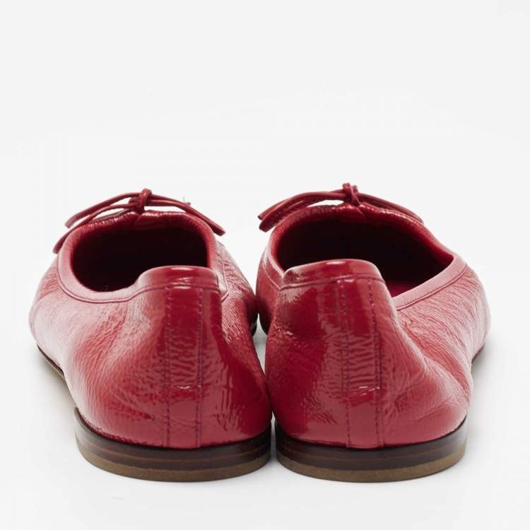 Pre Owned Gucci Pink Patent Leather Ballet Flats Size 37