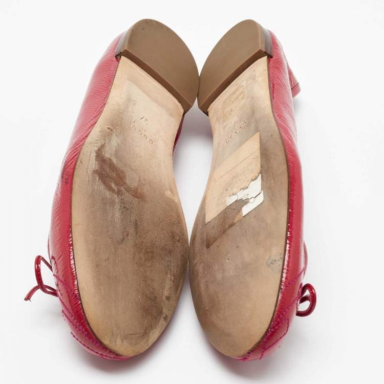 Pre Owned Gucci Pink Patent Leather Ballet Flats Size 37