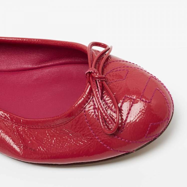 Pre Owned Gucci Pink Patent Leather Ballet Flats Size 37