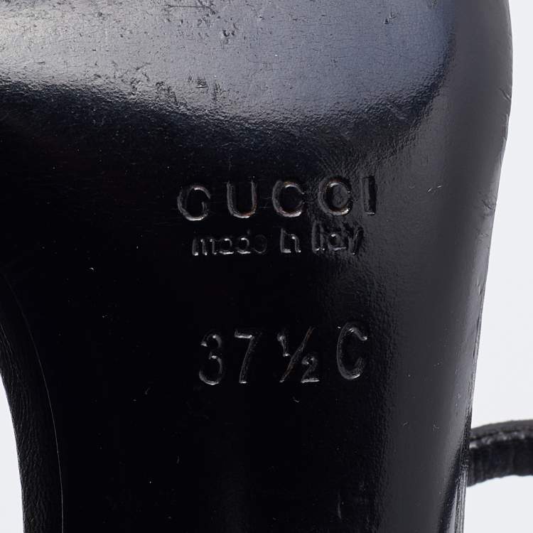 Pre Owned Gucci Black Leather Strappy Sandals Size 37.5