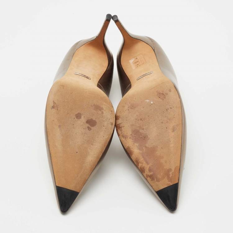Pre Owned Gucci Metallic Leather Crystal Embellished GG Pumps Size 39.5
