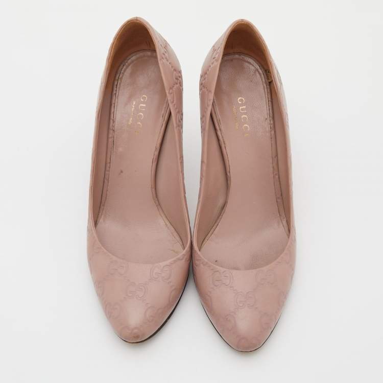 مملوكة مسبقًا Gucci Pink Guccissima Leather Horsebit Heel Pumps Size 36