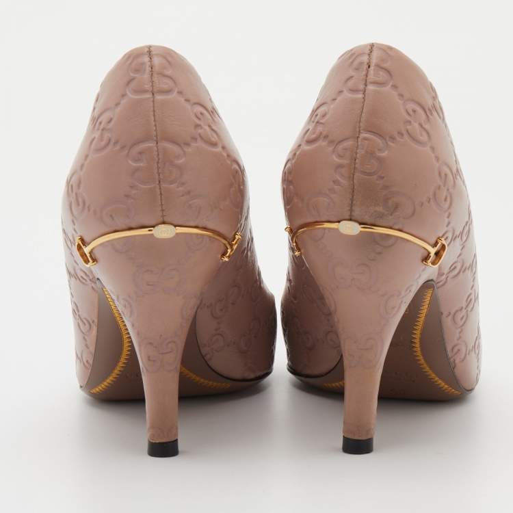 مملوكة مسبقًا Gucci Pink Guccissima Leather Horsebit Heel Pumps Size 36