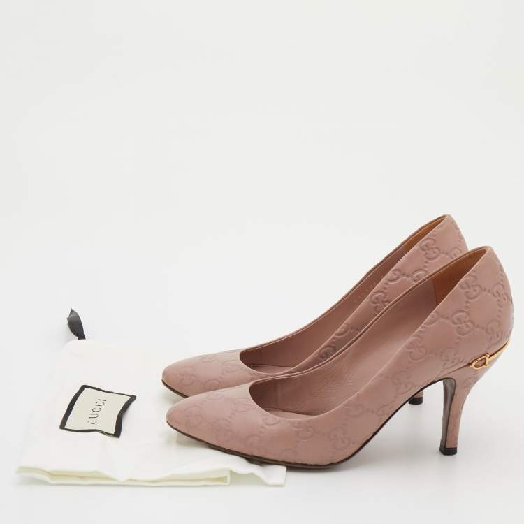 مملوكة مسبقًا Gucci Pink Guccissima Leather Horsebit Heel Pumps Size 36
