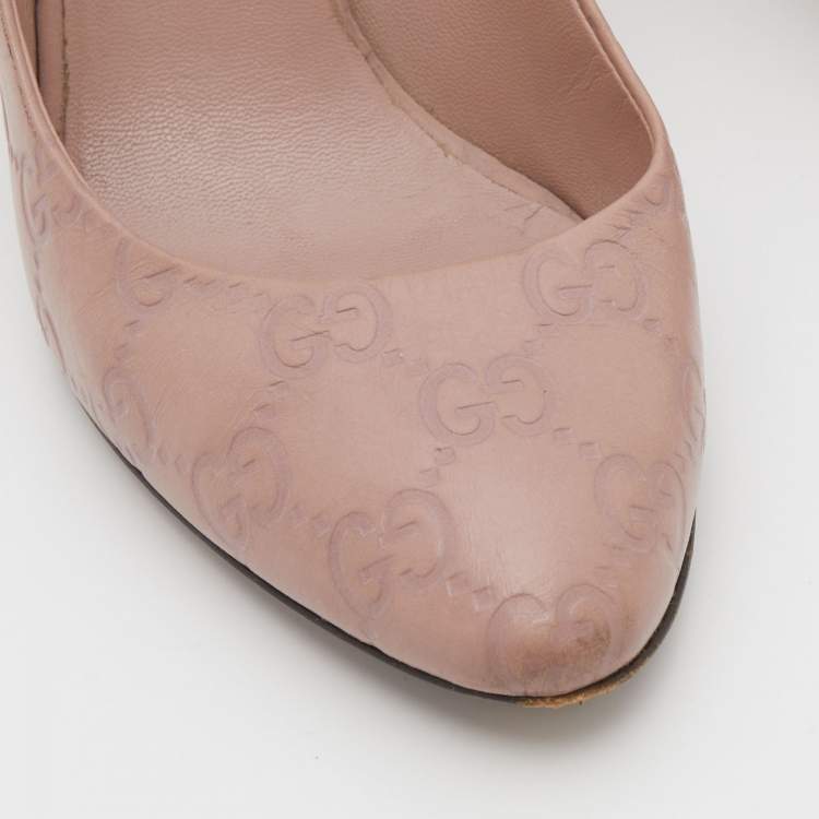 مملوكة مسبقًا Gucci Pink Guccissima Leather Horsebit Heel Pumps Size 36