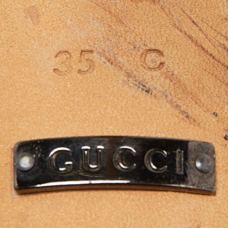 Pre Owned Gucci Black Monogram Canvas  Slide Sandals Size 35