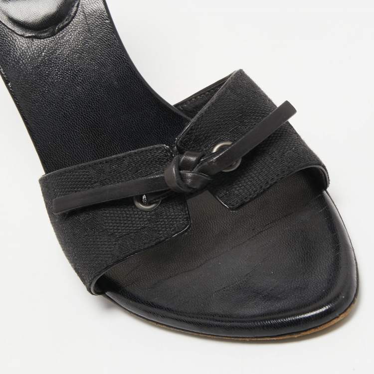 Pre Owned Gucci Black Monogram Canvas  Slide Sandals Size 35