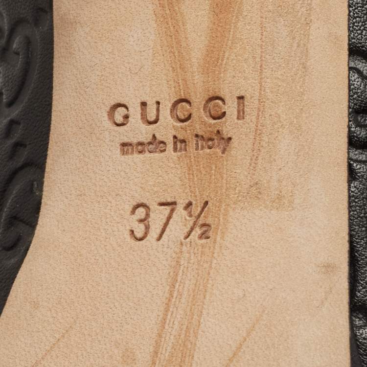 Pre Owned Gucci Black Guccissima Leather Horsebit Hollywood Pumps Size 37.5