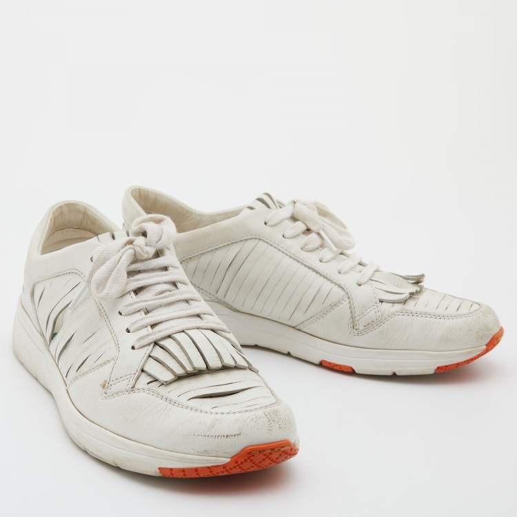 Pre Owned Gucci White Leather Low Top Sneakers Size 38