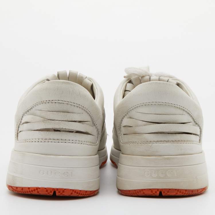Pre Owned Gucci White Leather Low Top Sneakers Size 38