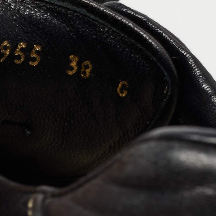 Pre Owned Gucci Black Suede and Textured Leather GG Low Top Sneakers Size 38