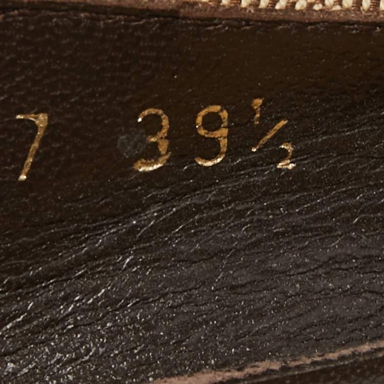 Pre Owned Gucci Brown Monogram Canvas and Leather Slingback Wedge Pumps Size 39.5