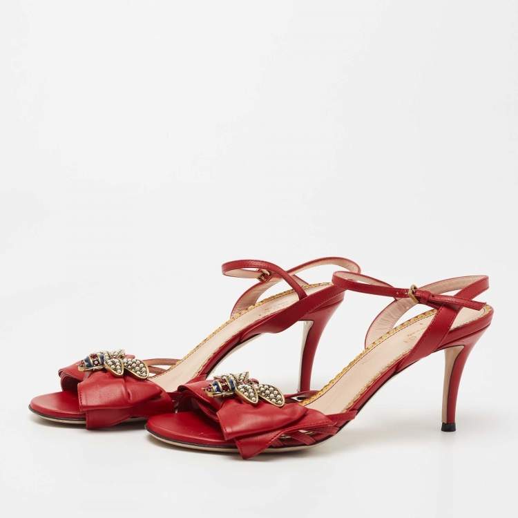 GUCCI / クイーンマーガレット・サンダル/35.5/RED/レザー Gucci Red Leather Queen Margaret Slingback Sandals Size 38.5 Gucci