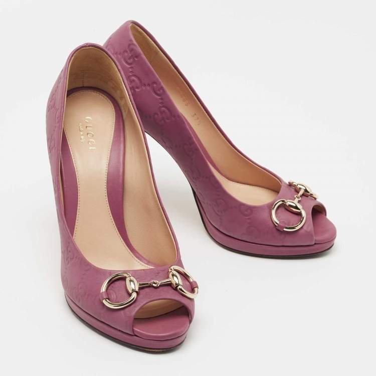 Pre Owned Gucci Pink Leather New Hollywood Pumps Size  37.5