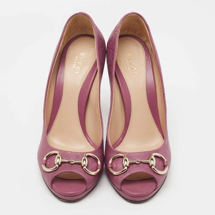 Pre Owned Gucci Pink Leather New Hollywood Pumps Size  37.5