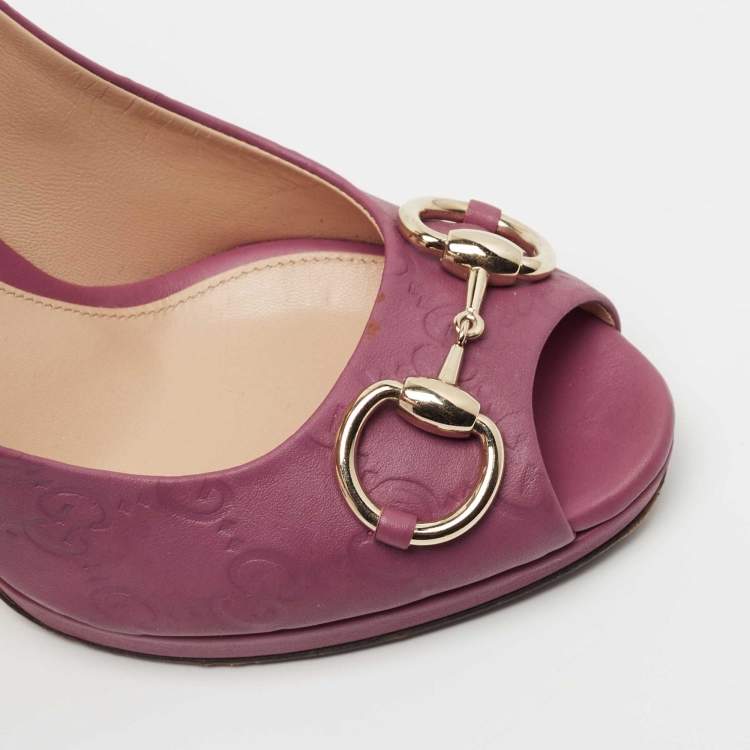 Pre Owned Gucci Pink Leather New Hollywood Pumps Size  37.5