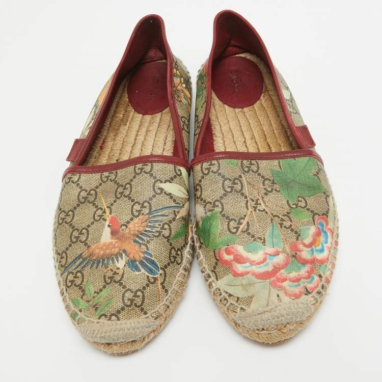 Pre Owned Gucci Multicolor Tian Print GG Supreme Canvas Flat Espadrilles Size 41.5