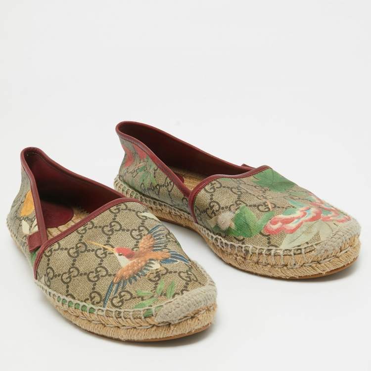 Pre Owned Gucci Multicolor Tian Print GG Supreme Canvas Flat Espadrilles Size 41.5