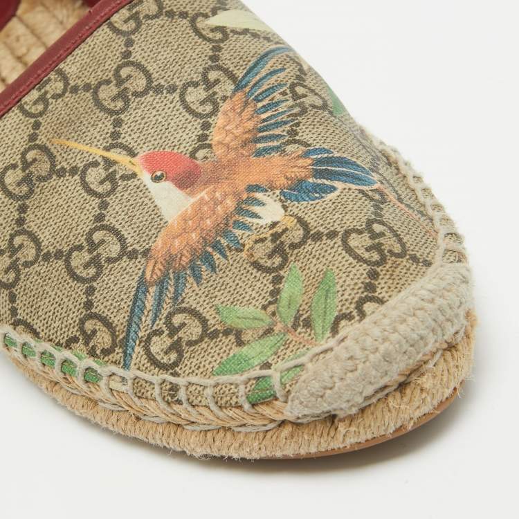 Pre Owned Gucci Multicolor Tian Print GG Supreme Canvas Flat Espadrilles Size 41.5