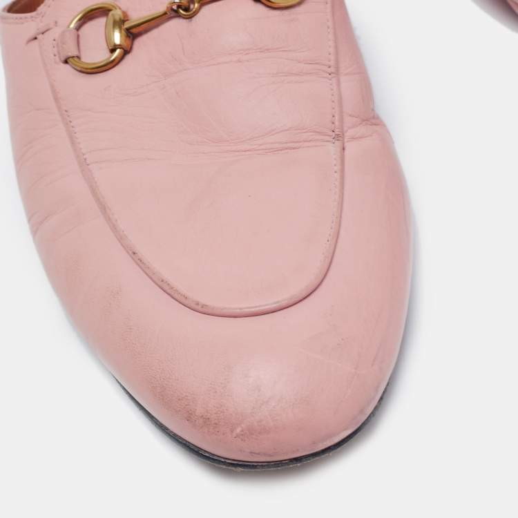 مملوكة مسبقًا Gucci Pink Leather Princetown Flat Mules Size 38.5
