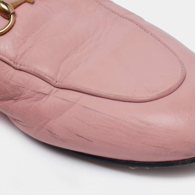 مملوكة مسبقًا Gucci Pink Leather Princetown Flat Mules Size 38.5
