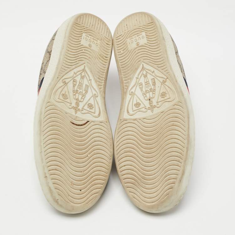 Pre Owned Gucci Brown/Beige GG Supreme Canvas Ace Sneakers Size 35