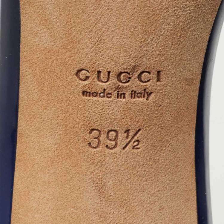 Pre Owned Gucci Blue Suede and Patent  Hollywood Slide Sandals Size 39.5