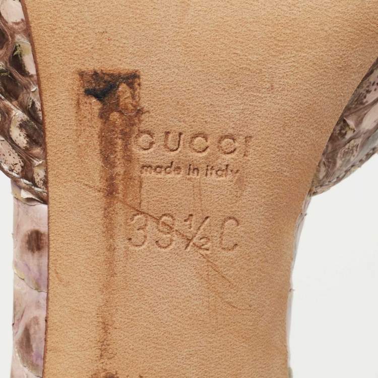 Pre Owned Gucci Brown/Beige Python Horsebit D'orsay Pumps Size 39.5