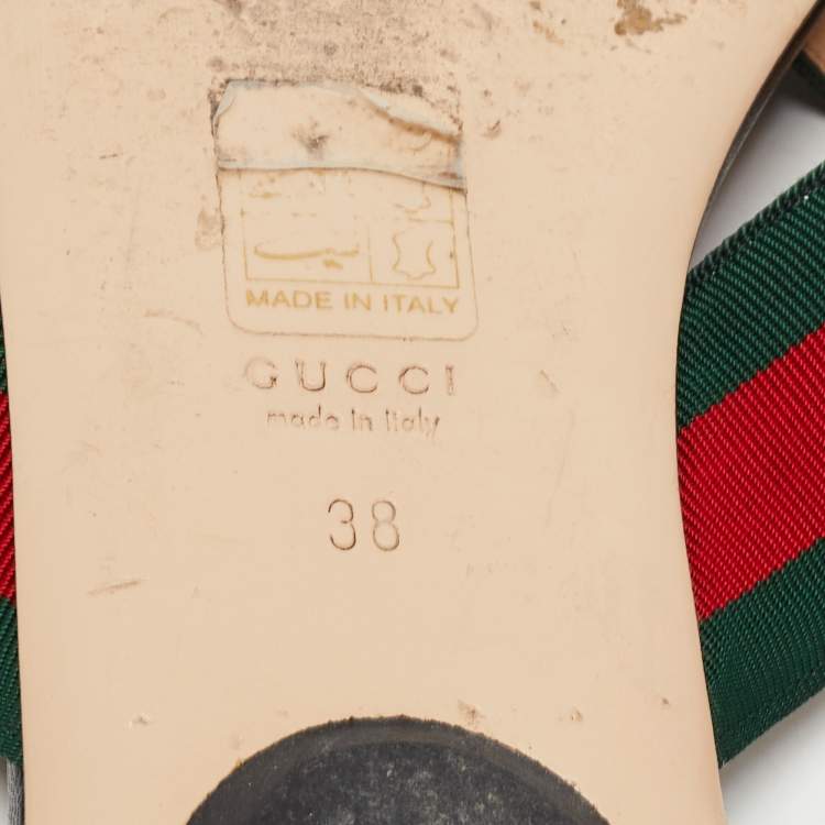 Pre Owned Gucci Tricolor Canvas Web Aline Thong Flats Size 38