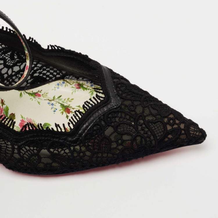 Pre Owned Gucci Black Lace Virginia Mary Jane Pumps Size 38.5