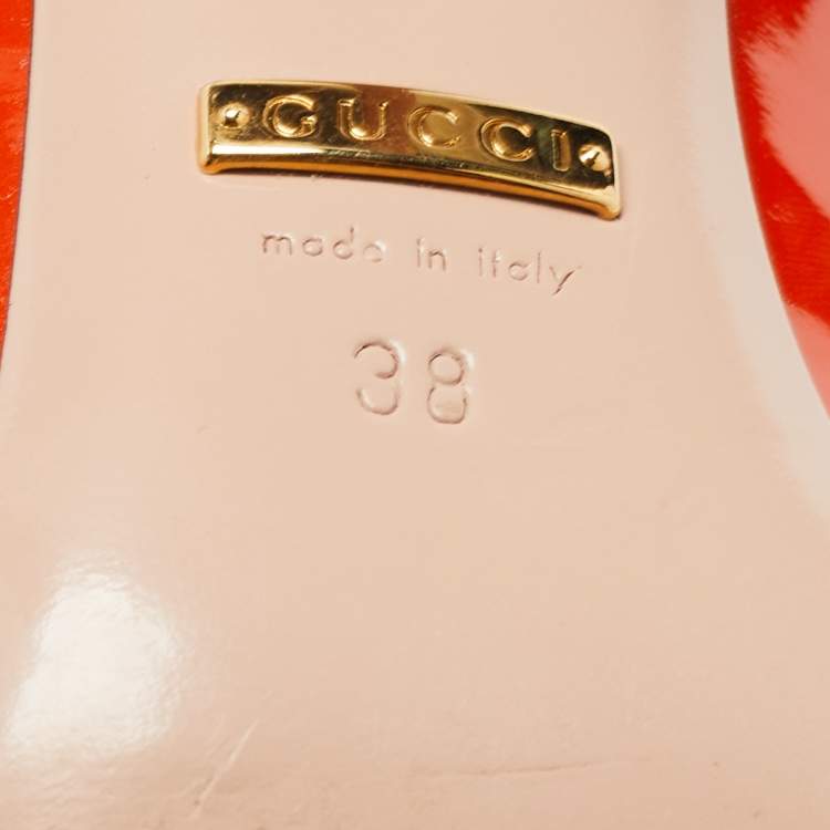 مملوكة مسبقًا Gucci Orange Patent Leather Horsebit Pumps Size 38