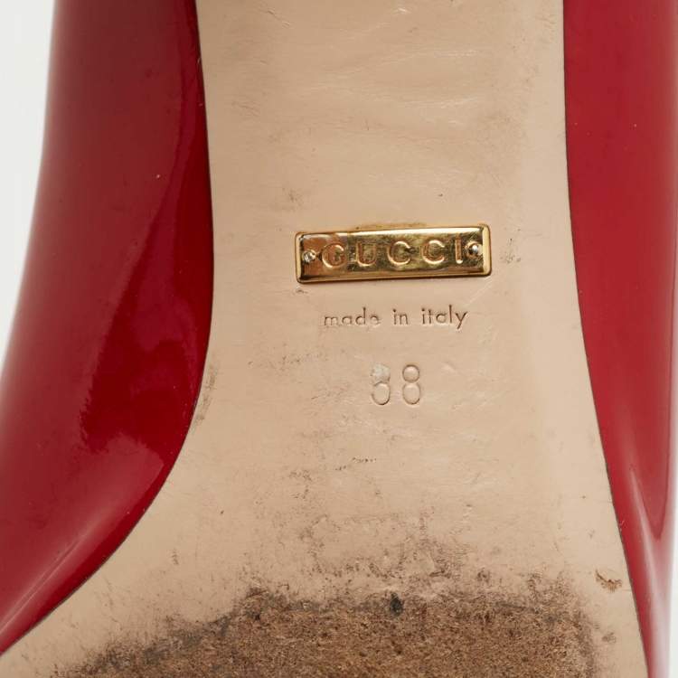 Pre Owned Gucci Red Patent Leather Arielle Pumps Size 38