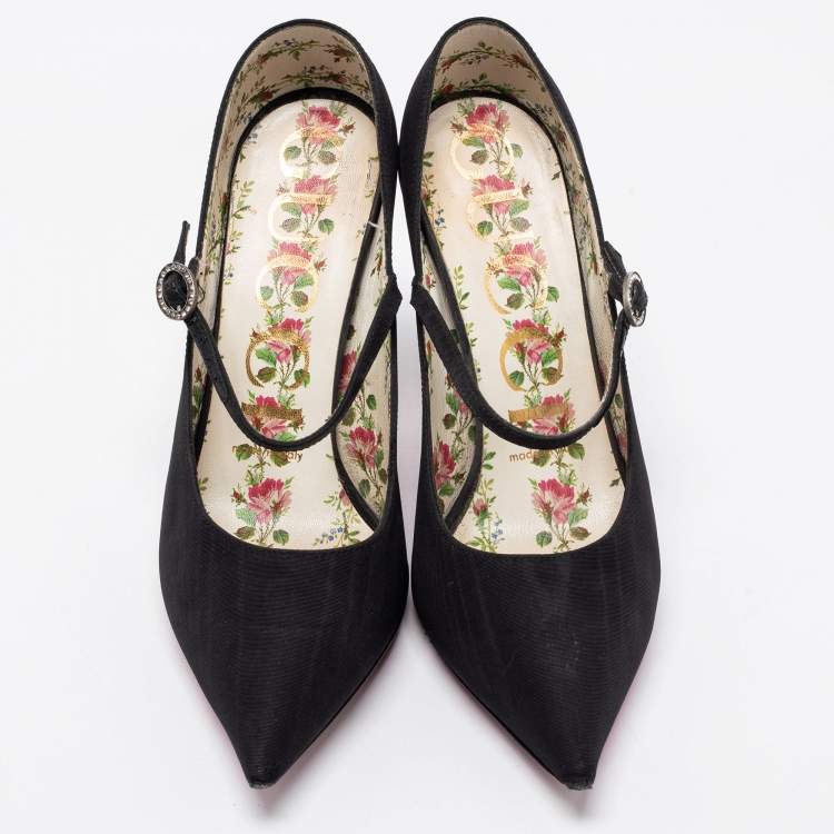 Pre Owned Gucci Black Fabric Virginia Mary Jane Pumps Size 36.5
