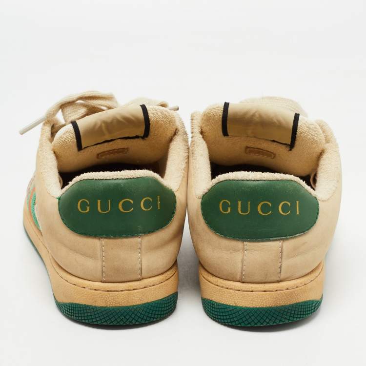 Pre Owned Gucci  Multicolor Nubuck Leather and Canvas Screener Sneakers Size 39