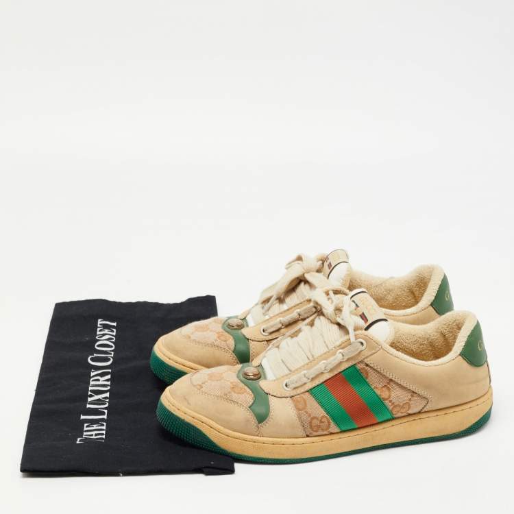 Pre Owned Gucci  Multicolor Nubuck Leather and Canvas Screener Sneakers Size 39