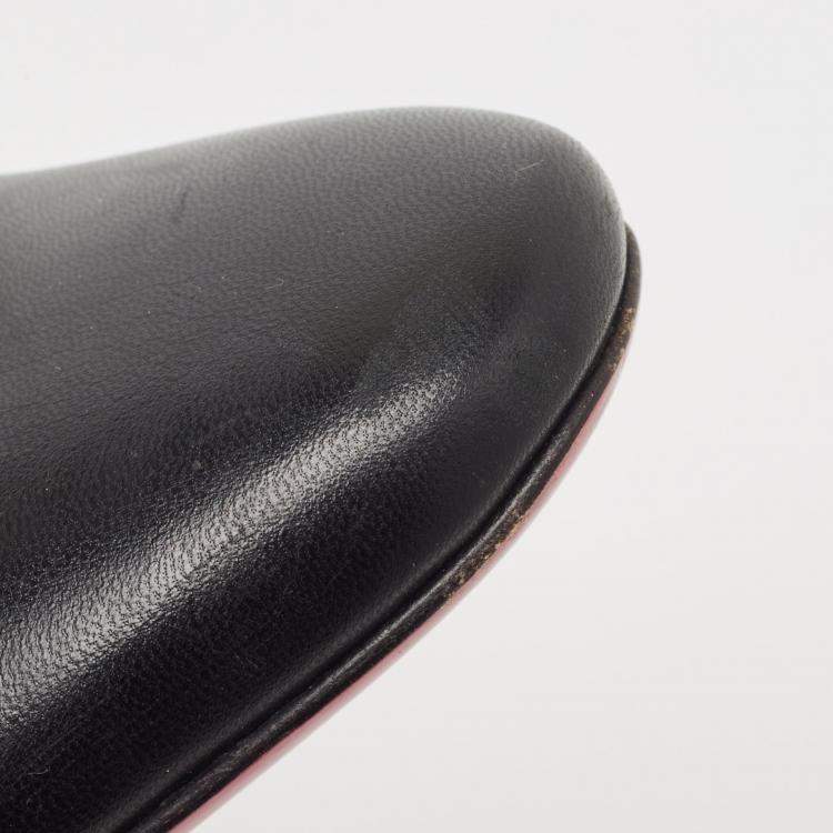 Pre Owned Gucci Black Leather and Mink Fur Candy Embellished Mules Size 36