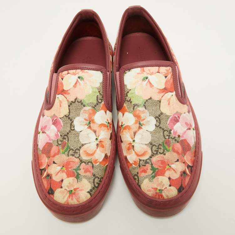 Pre Owned Gucci Multicolor Canvas Bloom Slip On Sneakers Size 38