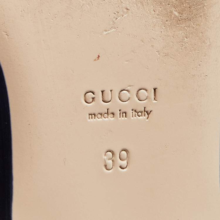 Pre Owned Gucci Cream Leather Bee and Star Embroidered Princetown Flat Mules Size 39