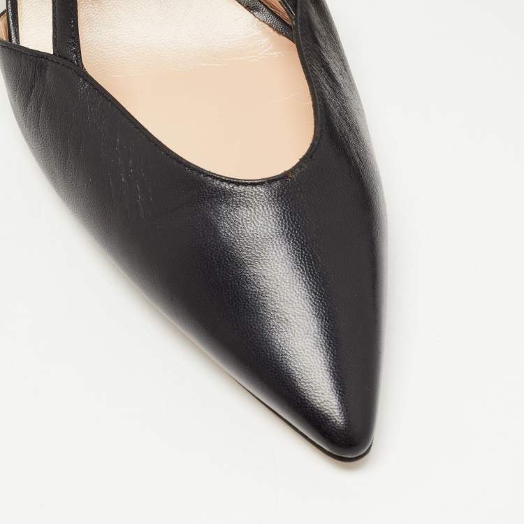 Pre Owned Gucci Black Leather Sylvie Web Strap Bamboo Heel Unia Pumps Size 40