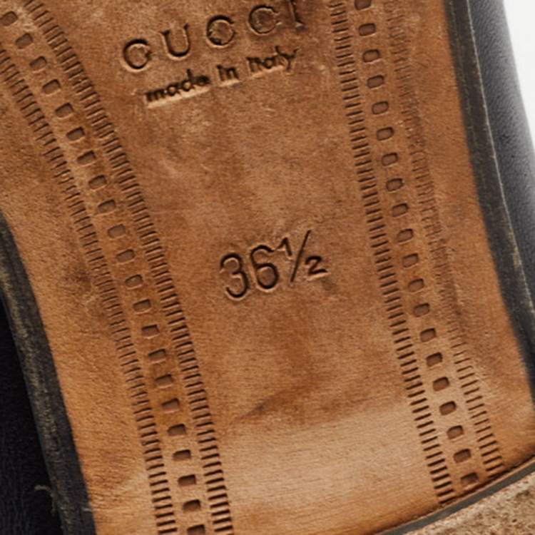 Pre Owned Gucci Black Leather Horsebit Foldable Loafers Size 36.5
