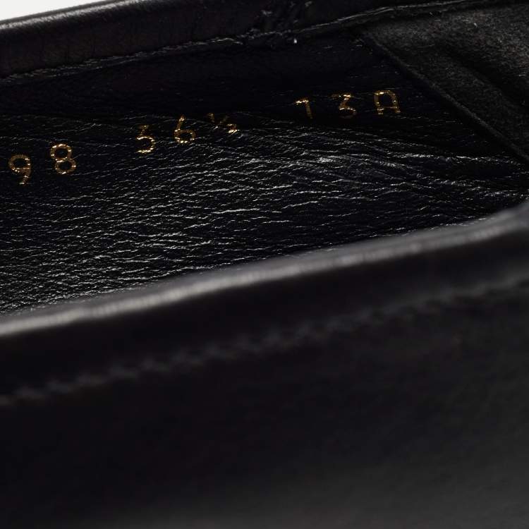 Pre Owned Gucci Black Leather Horsebit Foldable Loafers Size 36.5