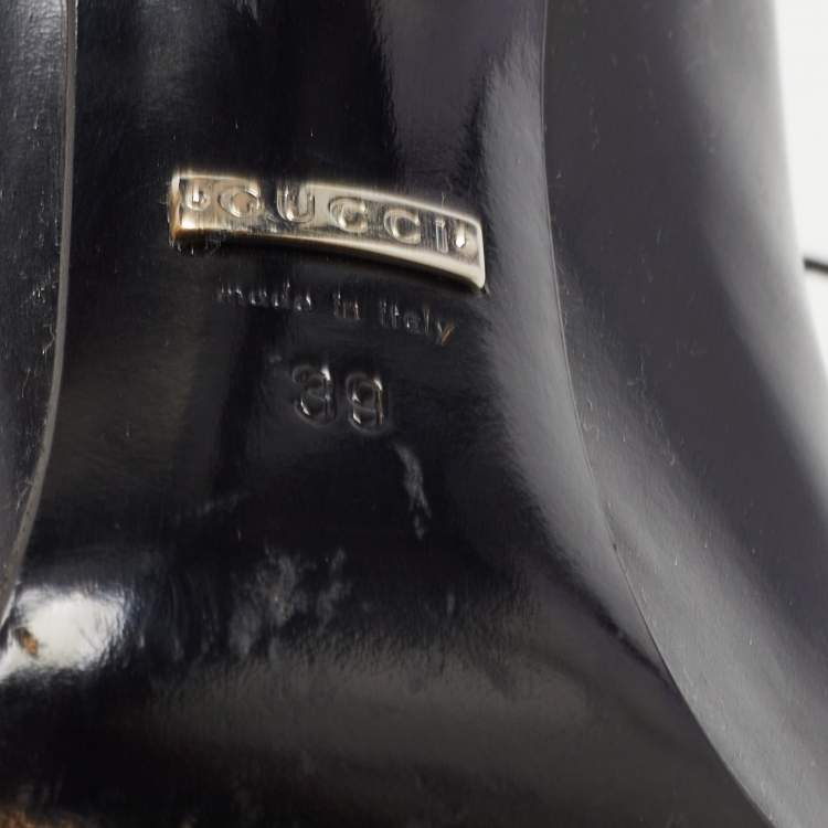 Pre Owned Gucci Black Leather Kim Ankle Boots Size 39