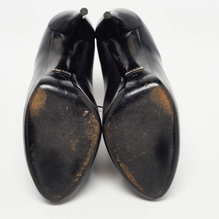 Pre Owned Gucci Black Leather Kim Ankle Boots Size 39