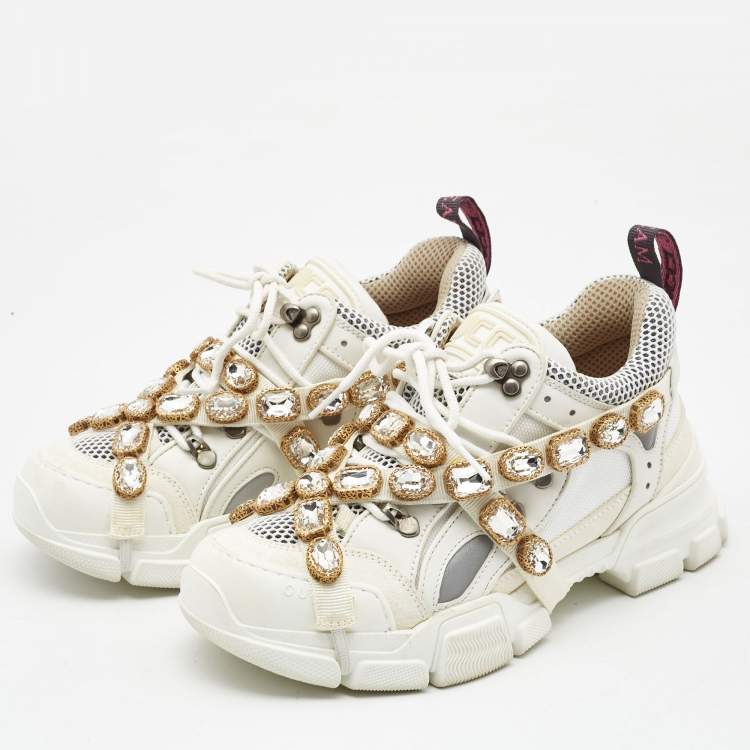 Il poll Continentaal Gucci White Suede and Leather Flashtrek Chunky Sneakers Size 38.5 Gucci |  TLC
