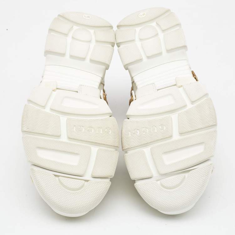 Pre Owned Gucci White Suede and Leather Flashtrek Chunky Sneakers Size 38.5