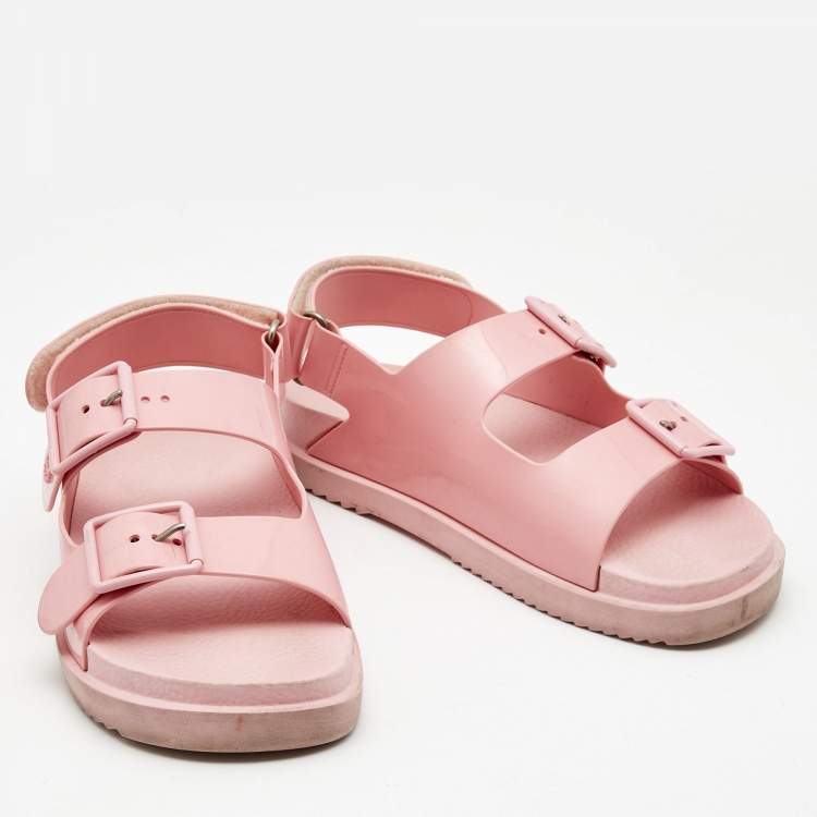 Pre Owned Gucci Pink PVC Isla Slingback Double Sandals Size 39
