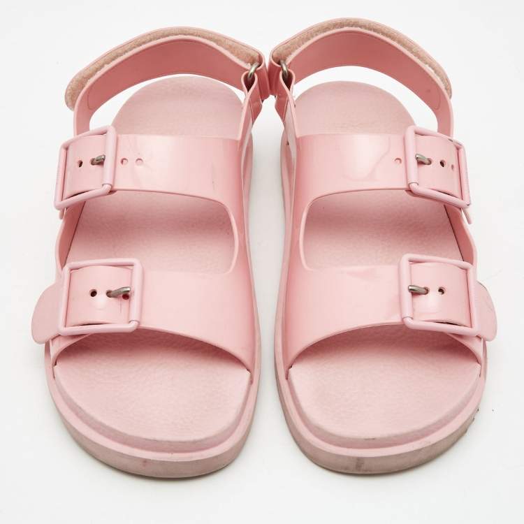 Pre Owned Gucci Pink PVC Isla Slingback Double Sandals Size 39