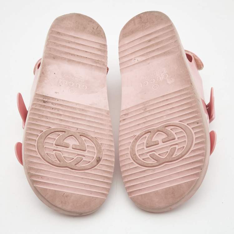 Pre Owned Gucci Pink PVC Isla Slingback Double Sandals Size 39