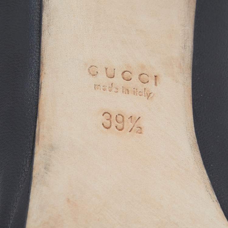 Pre Owned Gucci Black Leather Horsebit Peep Toe Platform Pumps Size 39.5 